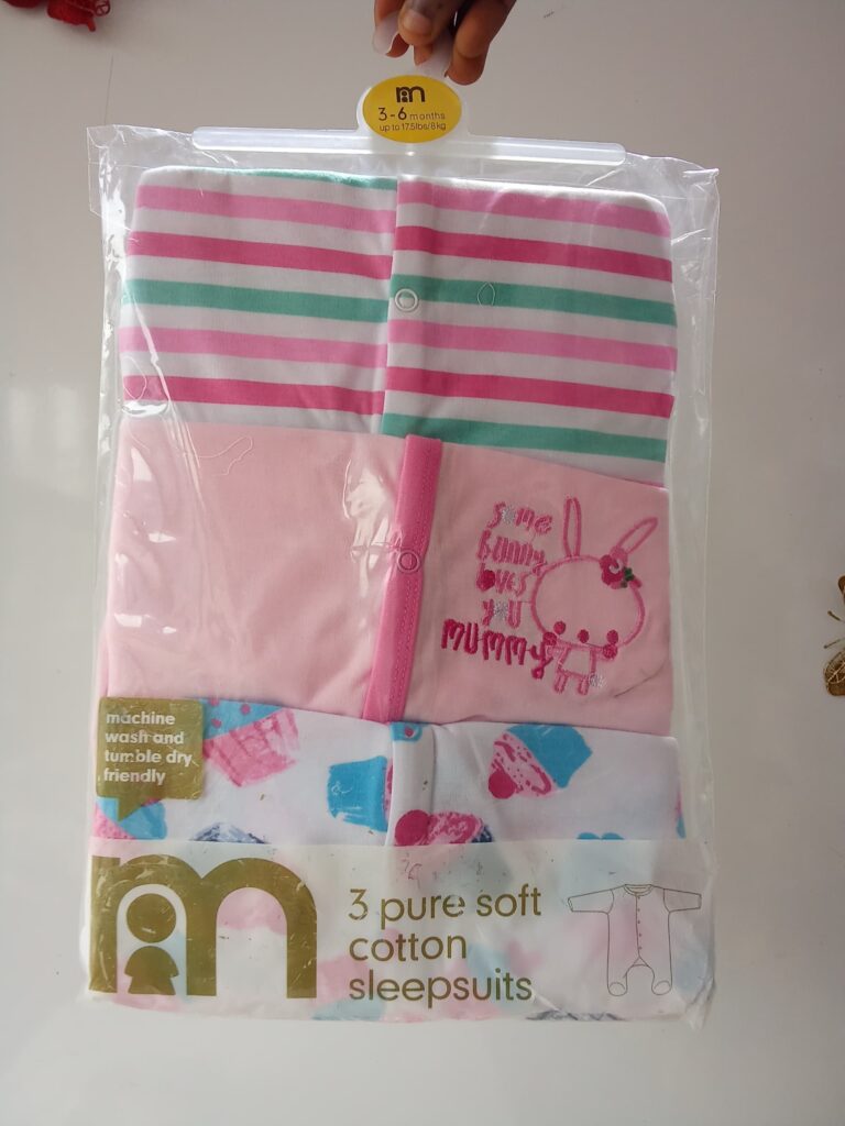 Mothercare Baby Girl 3 Piece Sleepsuits 3-6Months