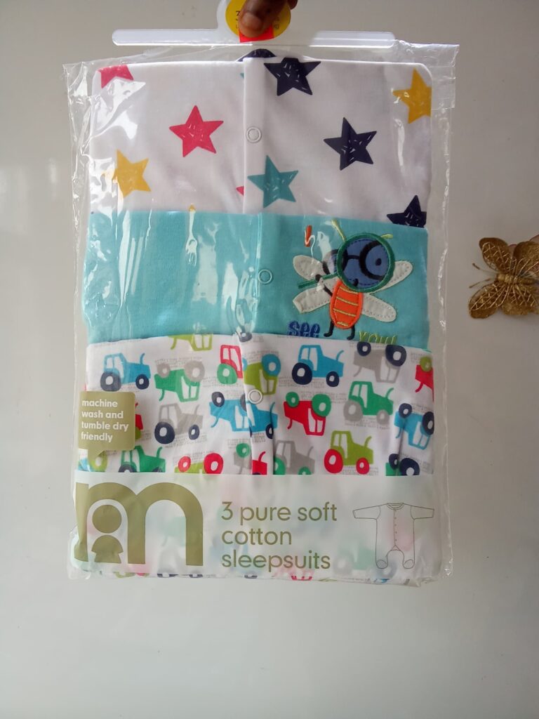 Mothercare 3 Piece Baby Boy Sleepsuits  3-6Months
