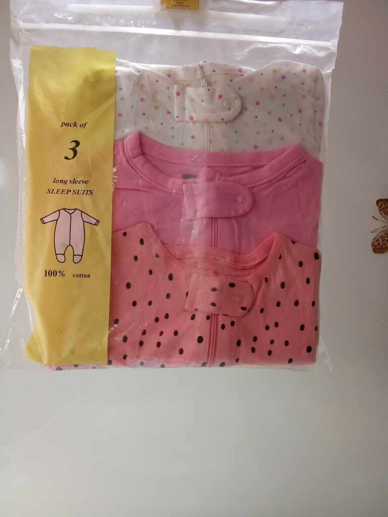 Pack of 3 Long Sleeve Sleepsuits 3-6Months