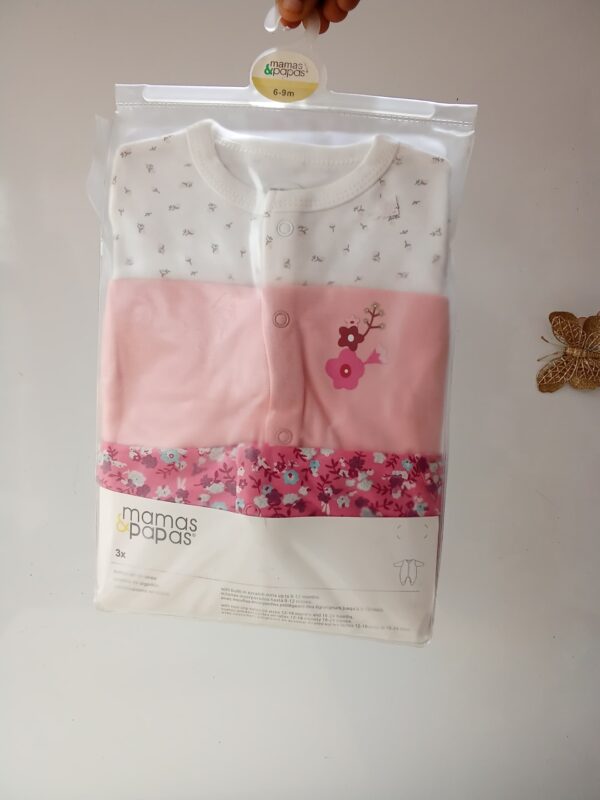 Mamas & Papas Baby Girl Sleepsuit Pack Of 3  6-9Months