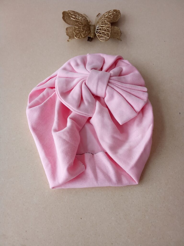Baby Girl Pink Turban Cap with Bow