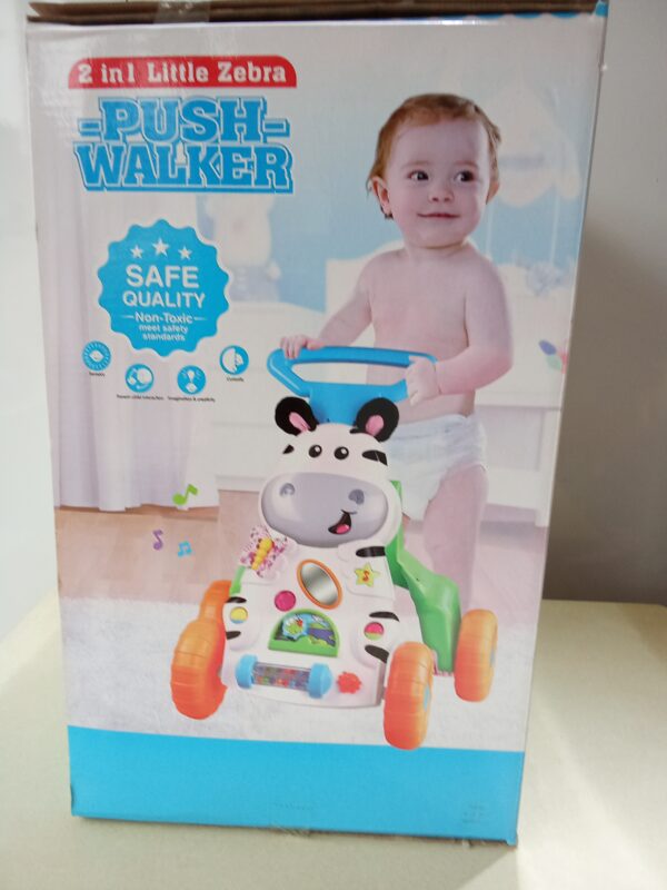 2 in 1 Little Zebra Push Walker & Floor Play - Image 2