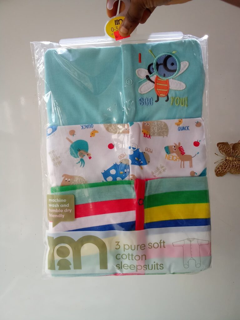Mothercare Pack of 3 Sleepsuits 0-3Months