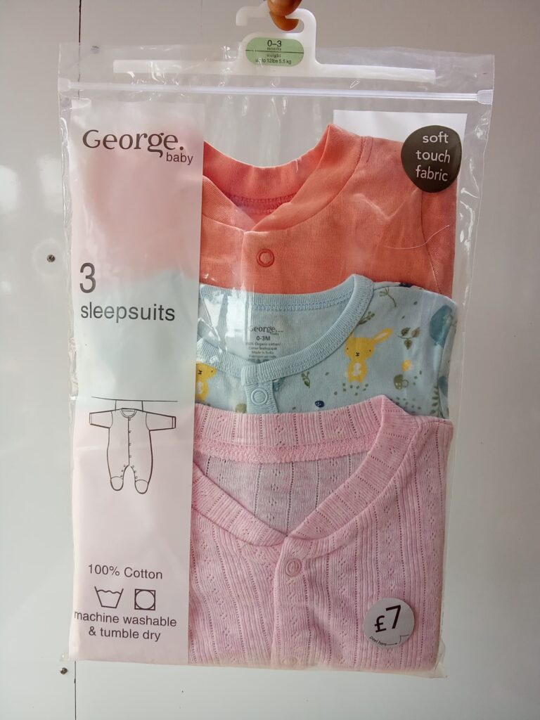George Baby 3 Pack Sleepsuits
